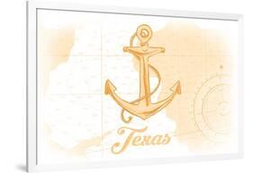 Texas - Anchor - Yellow - Coastal Icon-Lantern Press-Framed Art Print