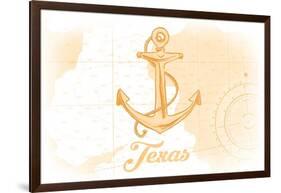 Texas - Anchor - Yellow - Coastal Icon-Lantern Press-Framed Art Print