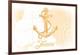 Texas - Anchor - Yellow - Coastal Icon-Lantern Press-Framed Art Print