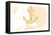 Texas - Anchor - Yellow - Coastal Icon-Lantern Press-Framed Stretched Canvas