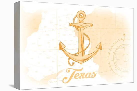 Texas - Anchor - Yellow - Coastal Icon-Lantern Press-Stretched Canvas