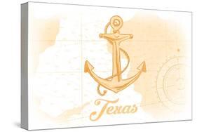 Texas - Anchor - Yellow - Coastal Icon-Lantern Press-Stretched Canvas