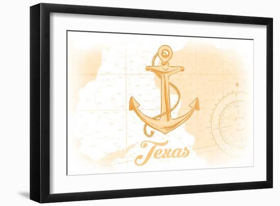 Texas - Anchor - Yellow - Coastal Icon-Lantern Press-Framed Art Print