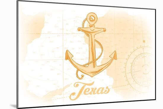Texas - Anchor - Yellow - Coastal Icon-Lantern Press-Mounted Art Print