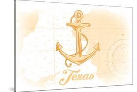 Texas - Anchor - Yellow - Coastal Icon-Lantern Press-Stretched Canvas