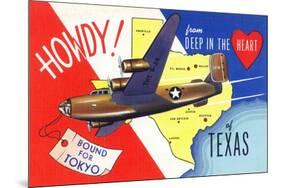 Texas - B-24 Howdy, Bound for Tokyo WWII Promo-Lantern Press-Mounted Art Print