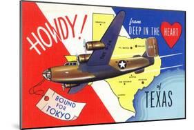 Texas - B-24 Howdy, Bound for Tokyo WWII Promo-Lantern Press-Mounted Art Print