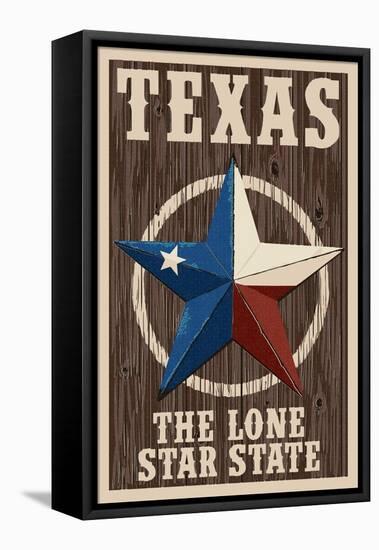 Texas - Barn Star-Lantern Press-Framed Stretched Canvas