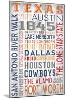 Texas - Barnwood Typography-Lantern Press-Mounted Art Print