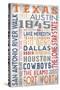 Texas - Barnwood Typography-Lantern Press-Stretched Canvas