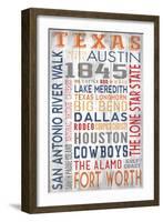 Texas - Barnwood Typography-Lantern Press-Framed Art Print