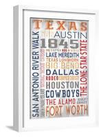 Texas - Barnwood Typography-Lantern Press-Framed Art Print