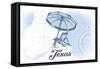 Texas - Beach Chair and Umbrella - Blue - Coastal Icon-Lantern Press-Framed Stretched Canvas