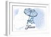 Texas - Beach Chair and Umbrella - Blue - Coastal Icon-Lantern Press-Framed Art Print