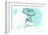 Texas - Beach Chair and Umbrella - Teal - Coastal Icon-Lantern Press-Framed Art Print