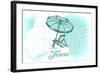 Texas - Beach Chair and Umbrella - Teal - Coastal Icon-Lantern Press-Framed Art Print