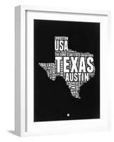 Texas Black and White Map-NaxArt-Framed Art Print