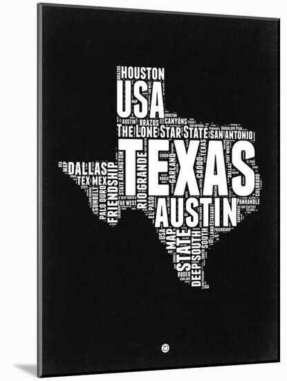 Texas Black and White Map-NaxArt-Mounted Art Print