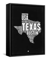 Texas Black and White Map-NaxArt-Framed Stretched Canvas