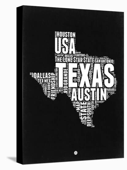 Texas Black and White Map-NaxArt-Stretched Canvas