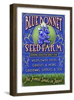 Texas Blue Bonnet Farm-Lantern Press-Framed Art Print