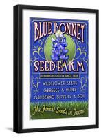 Texas Blue Bonnet Farm-Lantern Press-Framed Art Print