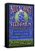 Texas Blue Bonnet Farm-Lantern Press-Framed Stretched Canvas