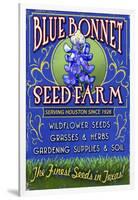 Texas Blue Bonnet Farm-Lantern Press-Framed Art Print