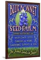 Texas Blue Bonnet Farm-Lantern Press-Framed Art Print