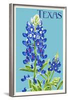 Texas - Bluebonnet - Letterpress-Lantern Press-Framed Art Print