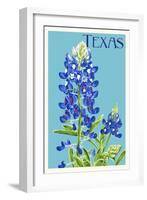 Texas - Bluebonnet - Letterpress-Lantern Press-Framed Art Print