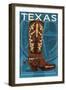 Texas - Boot-Lantern Press-Framed Art Print