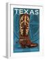 Texas - Boot-Lantern Press-Framed Art Print