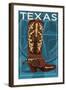 Texas - Boot-Lantern Press-Framed Art Print