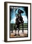 Texas - Bronco - Scratchboard-Lantern Press-Framed Art Print