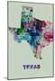 Texas Color Splatter Map-NaxArt-Mounted Poster