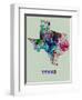 Texas Color Splatter Map-NaxArt-Framed Art Print