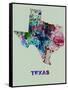 Texas Color Splatter Map-NaxArt-Framed Stretched Canvas