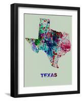 Texas Color Splatter Map-NaxArt-Framed Art Print