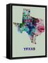 Texas Color Splatter Map-NaxArt-Framed Stretched Canvas