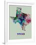 Texas Color Splatter Map-NaxArt-Framed Art Print