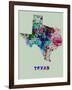 Texas Color Splatter Map-NaxArt-Framed Art Print