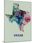 Texas Color Splatter Map-NaxArt-Mounted Art Print