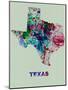Texas Color Splatter Map-NaxArt-Mounted Art Print
