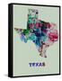 Texas Color Splatter Map-NaxArt-Framed Stretched Canvas