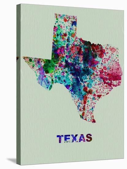 Texas Color Splatter Map-NaxArt-Stretched Canvas