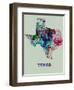 Texas Color Splatter Map-NaxArt-Framed Art Print