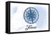 Texas - Compass - Blue - Coastal Icon-Lantern Press-Framed Stretched Canvas