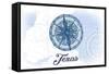 Texas - Compass - Blue - Coastal Icon-Lantern Press-Framed Stretched Canvas