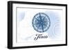 Texas - Compass - Blue - Coastal Icon-Lantern Press-Framed Art Print